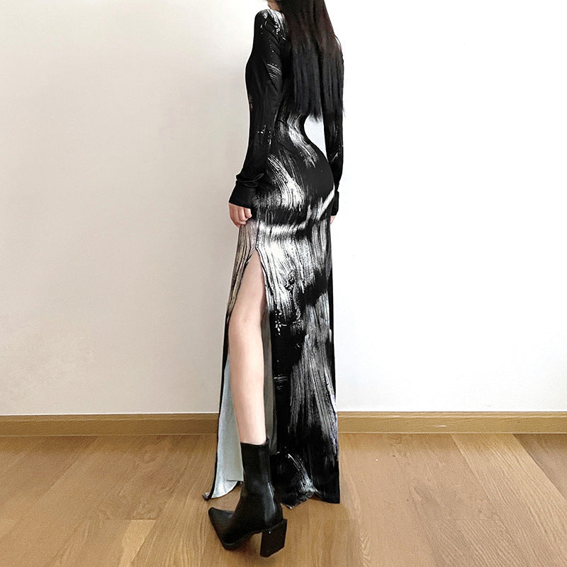 Retro Splashed Ink Printing  Dress