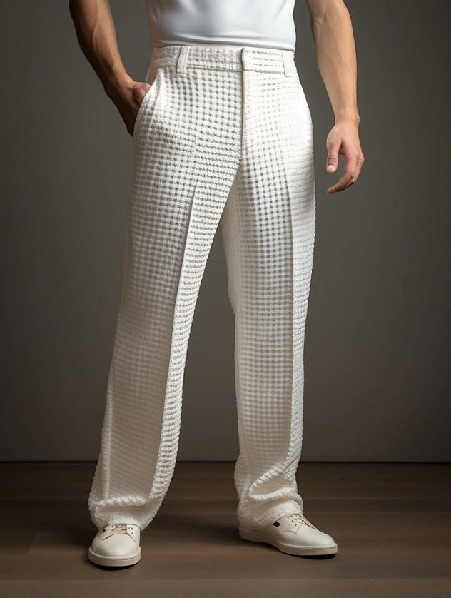 Straight Men's Fashion Waffle Suit Pants