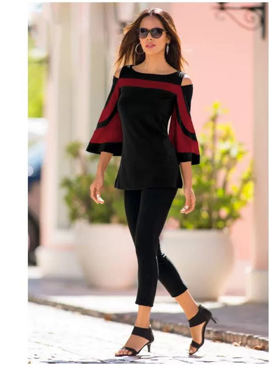 Women's Off shoulder Batwing Flared Sleeves Tunic