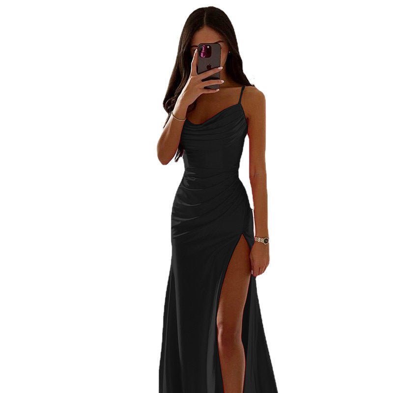 Strapless Maxi Satin Slim-fit Dress
