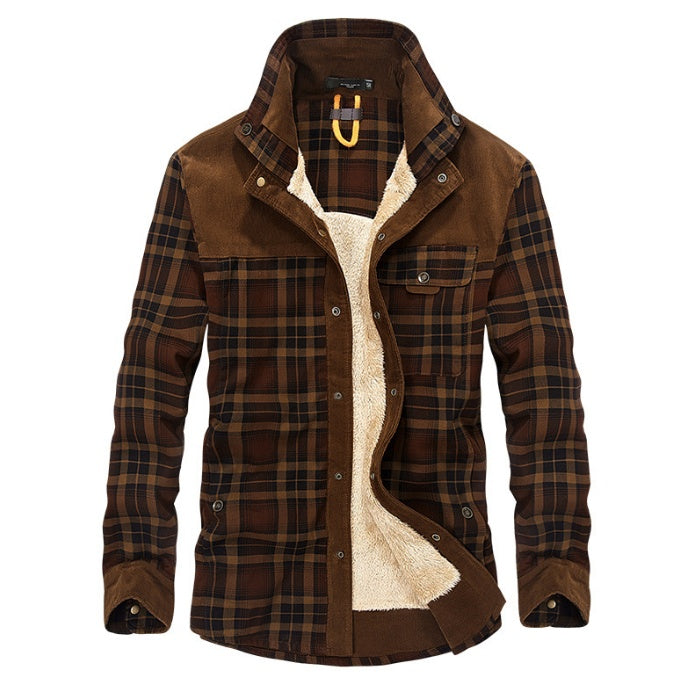 Winter Thicken Warm Fleece  Pure Cotton Plaid Jacket