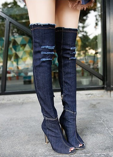 Summer Autumn Thigh High Women Peep Toe Over The Knee Boots