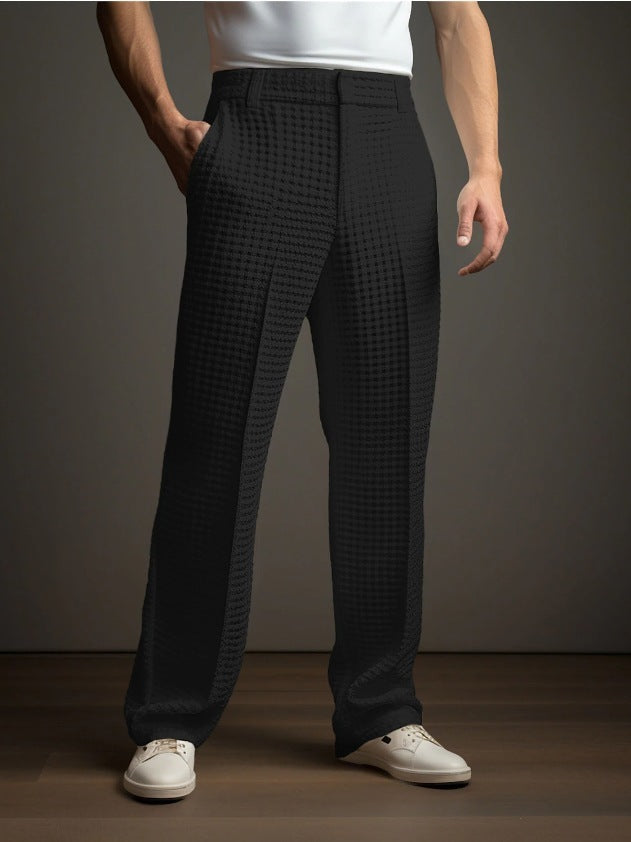 Straight Men's Fashion Waffle Suit Pants