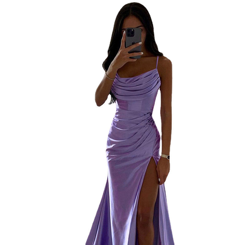 Strapless Maxi Satin Slim-fit Dress