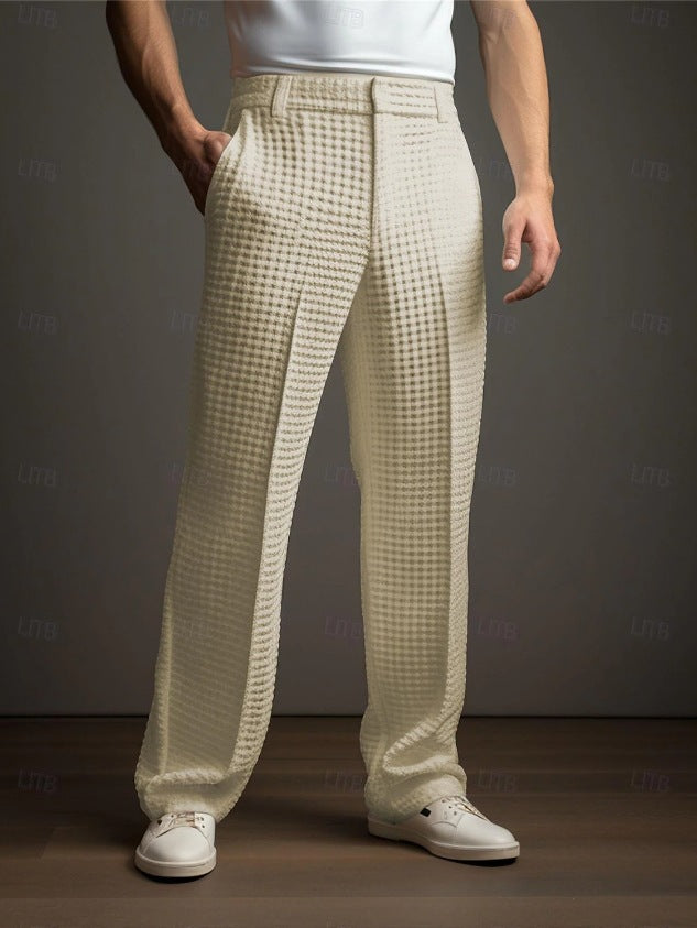Straight Men's Fashion Waffle Suit Pants