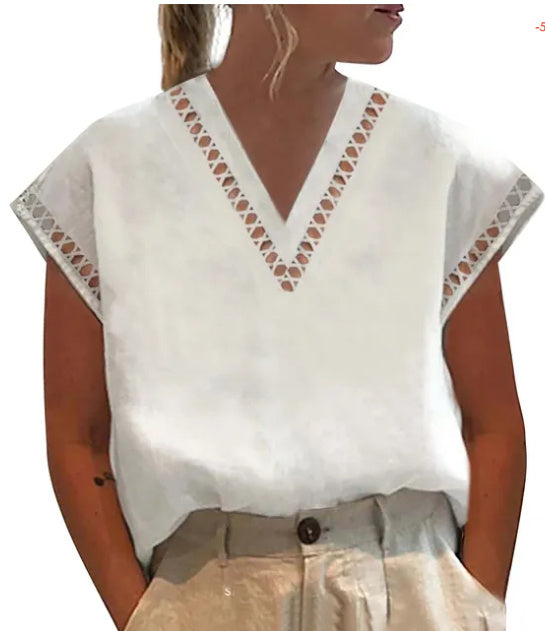 Pullover Solid Color Lace Slim Stand Collar Shirt