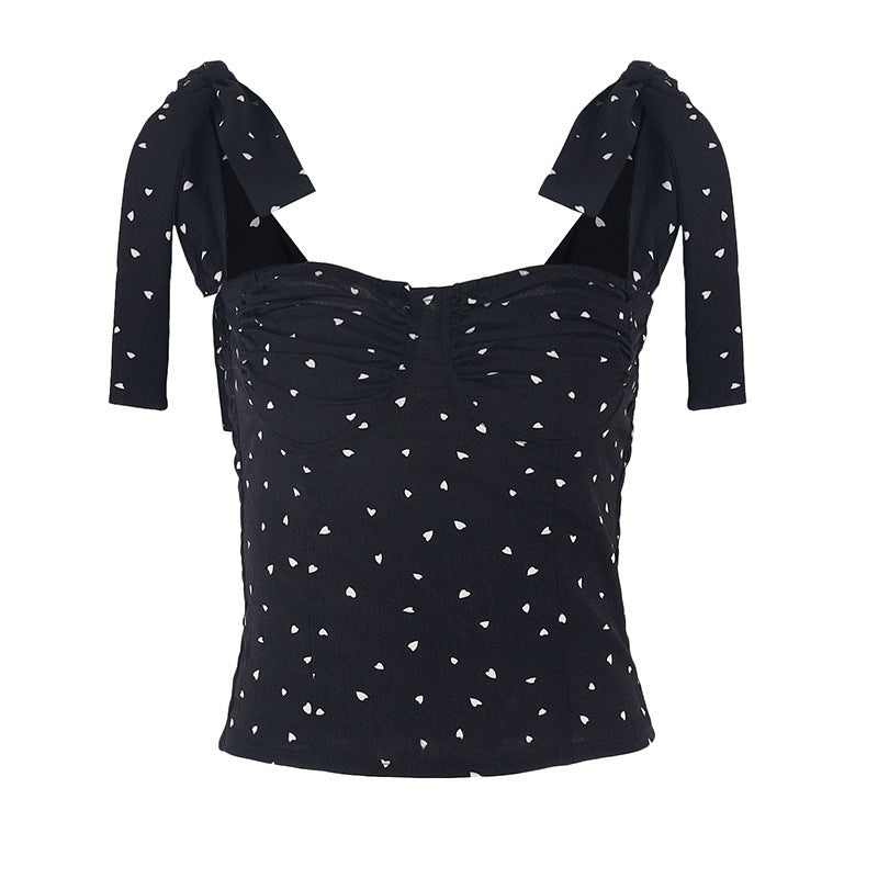 Women Dot Strap Crop Top