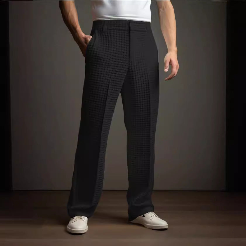 Straight Men's Fashion Waffle Suit Pants