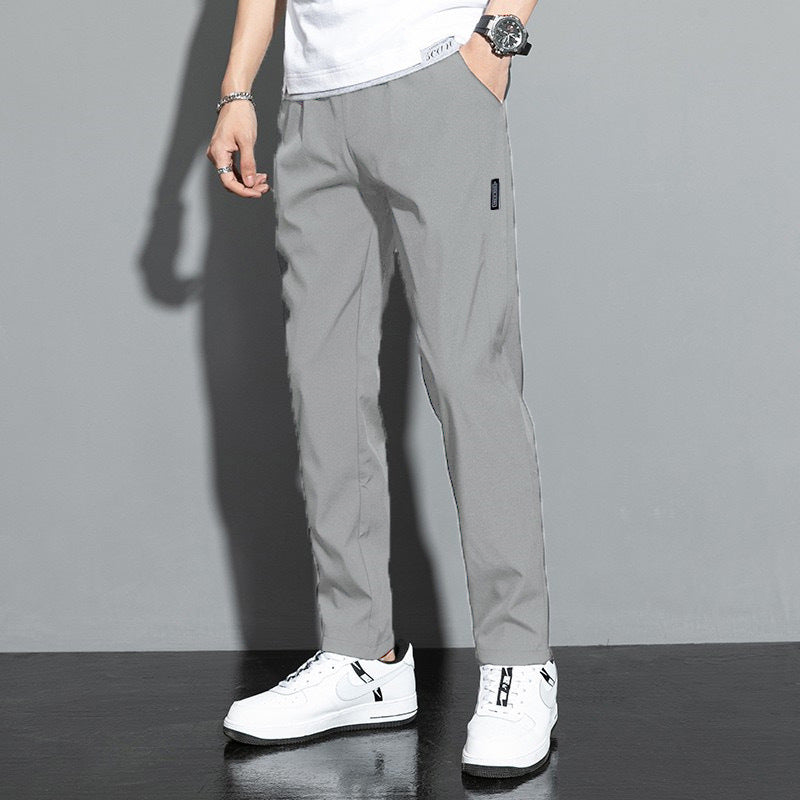 Summer  Men's Loose Thin Ice Silk Quick-dry Transparent Pants