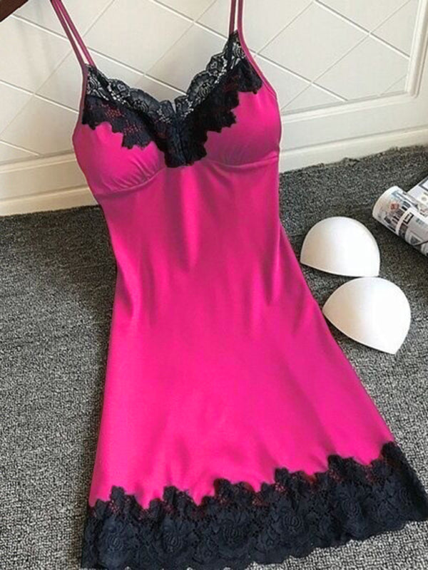 Women's Color Contrasting  Camisole Nightdress