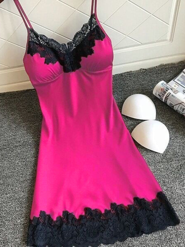 Women's Color Contrasting  Camisole Nightdress