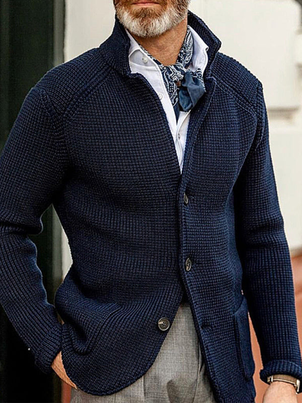 Sweater Winter  Stand Collar Cardigan  Men's Knitted Jacket