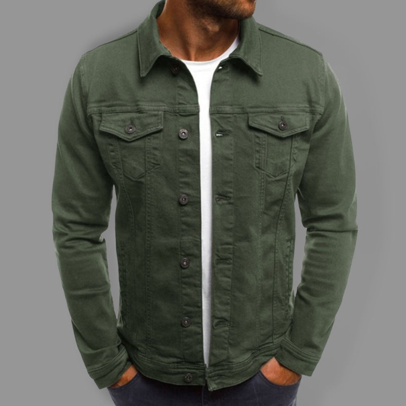 Trendy Fashion Casual Slim Denim  Multi Pocket Button Stand Collar Workwear Jacket