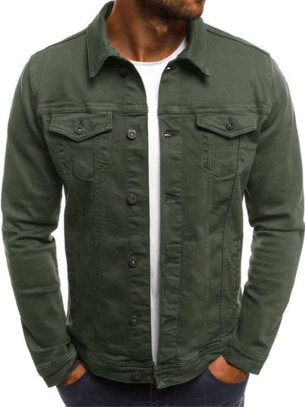 Trendy Fashion Casual Slim Denim  Multi Pocket Button Stand Collar Workwear Jacket