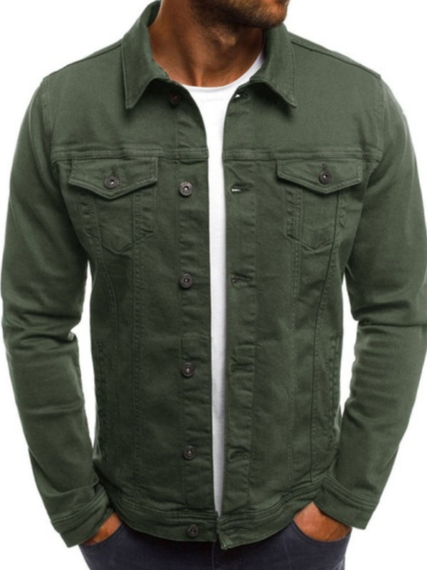 Trendy Fashion Casual Slim Denim  Multi Pocket Button Stand Collar Workwear Jacket