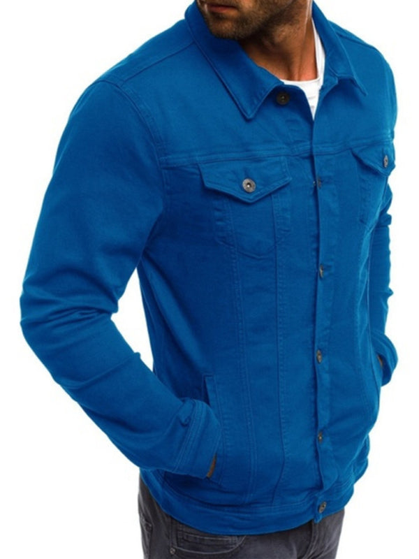 Trendy Fashion Casual Slim Denim  Multi Pocket Button Stand Collar Workwear Jacket