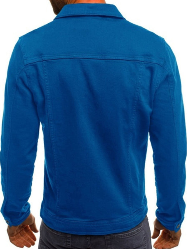 Trendy Fashion Casual Slim Denim  Multi Pocket Button Stand Collar Workwear Jacket