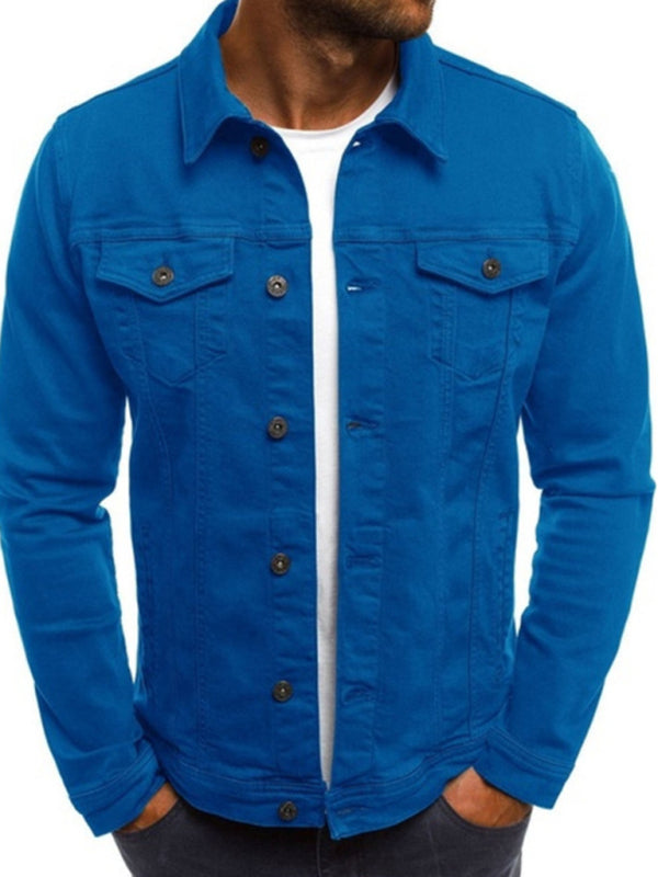 Trendy Fashion Casual Slim Denim  Multi Pocket Button Stand Collar Workwear Jacket