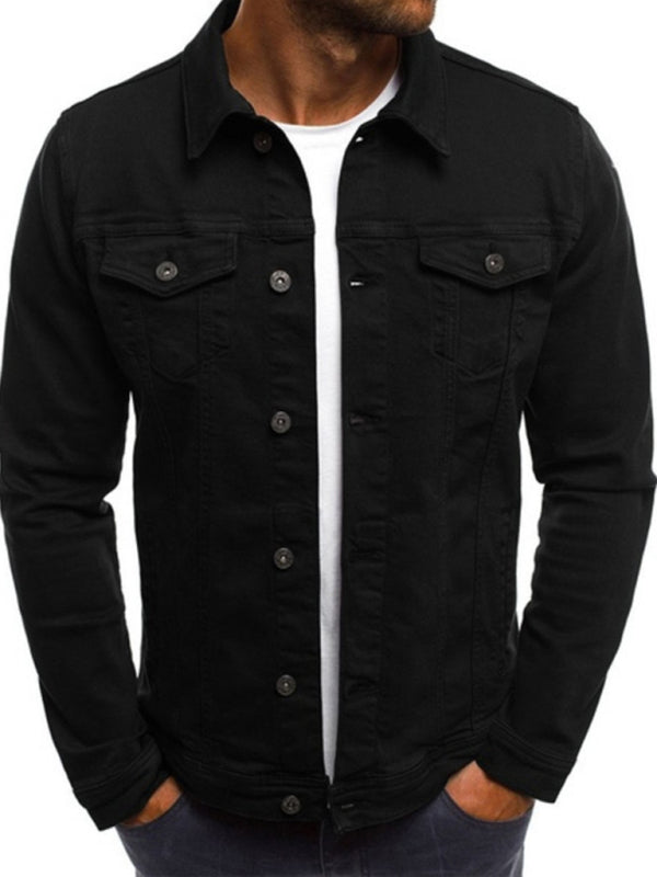 Trendy Fashion Casual Slim Denim  Multi Pocket Button Stand Collar Workwear Jacket