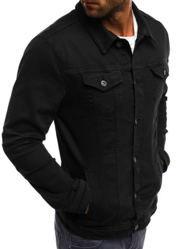 Trendy Fashion Casual Slim Denim  Multi Pocket Button Stand Collar Workwear Jacket