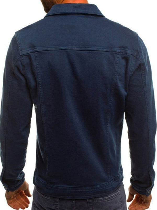 Trendy Fashion Casual Slim Denim  Multi Pocket Button Stand Collar Workwear Jacket