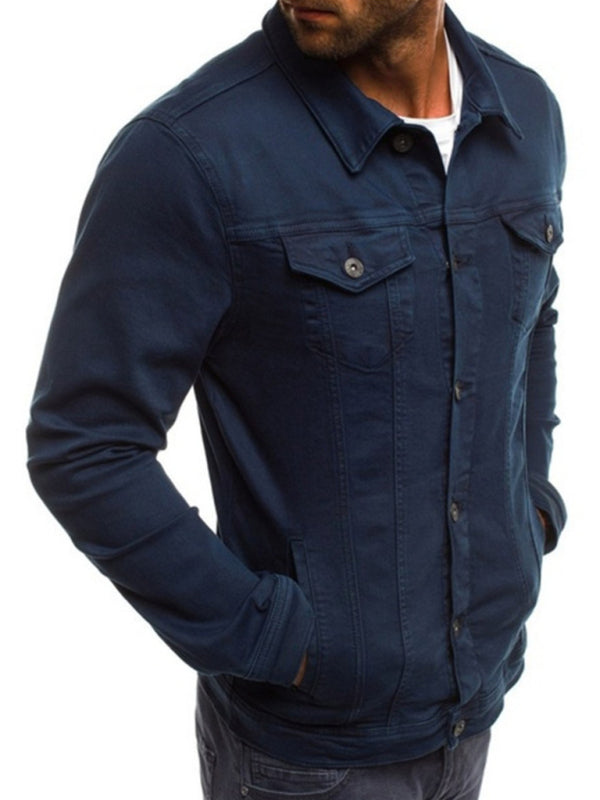 Trendy Fashion Casual Slim Denim  Multi Pocket Button Stand Collar Workwear Jacket