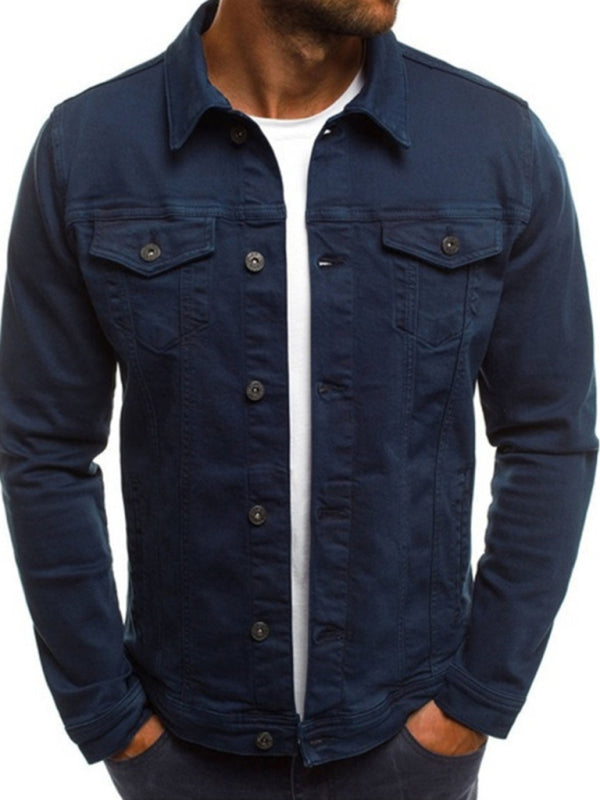 Trendy Fashion Casual Slim Denim  Multi Pocket Button Stand Collar Workwear Jacket