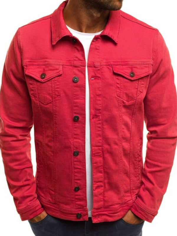 Trendy Fashion Casual Slim Denim  Multi Pocket Button Stand Collar Workwear Jacket