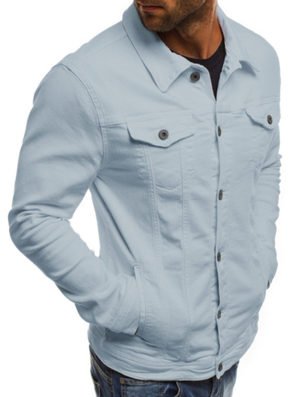 Trendy Fashion Casual Slim Denim  Multi Pocket Button Stand Collar Workwear Jacket