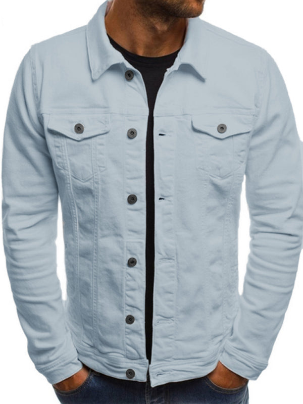 Trendy Fashion Casual Slim Denim  Multi Pocket Button Stand Collar Workwear Jacket