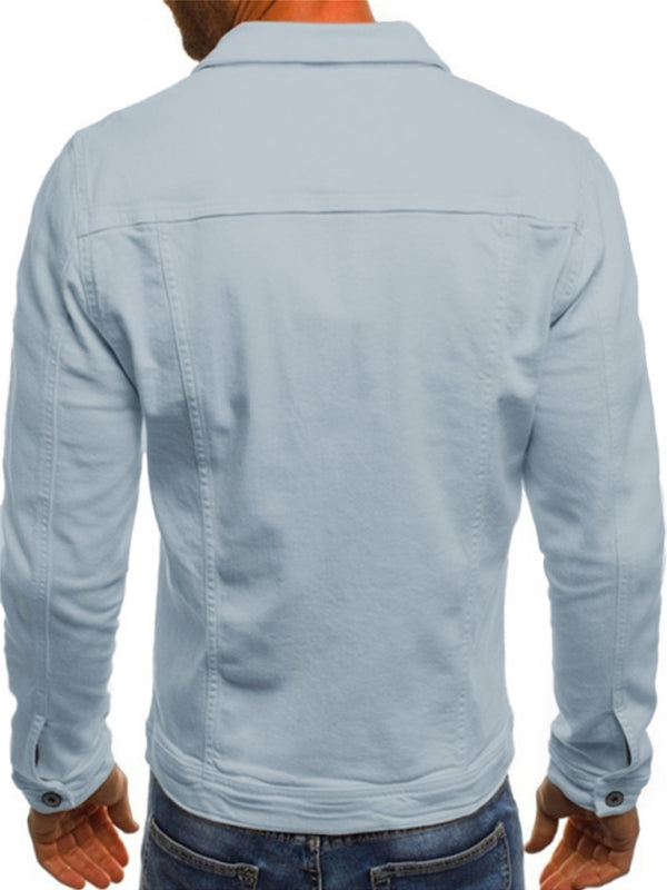 Trendy Fashion Casual Slim Denim  Multi Pocket Button Stand Collar Workwear Jacket