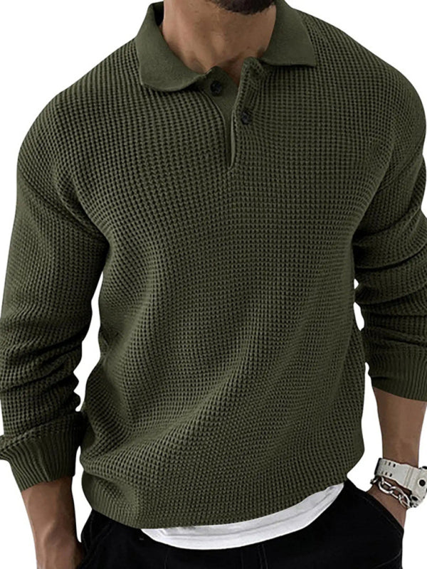 Lapel  Men's Fashion Urban Slim Long Sleeve Knitted Sweater