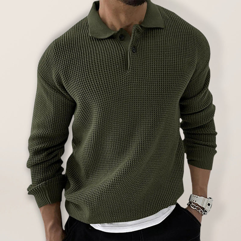 Lapel  Men's Fashion Urban Slim Long Sleeve Knitted Sweater