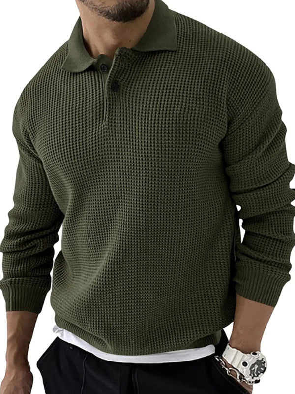 Lapel  Men's Fashion Urban Slim Long Sleeve Knitted Sweater