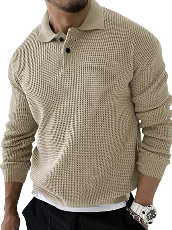 Lapel  Men's Fashion Urban Slim Long Sleeve Knitted Sweater