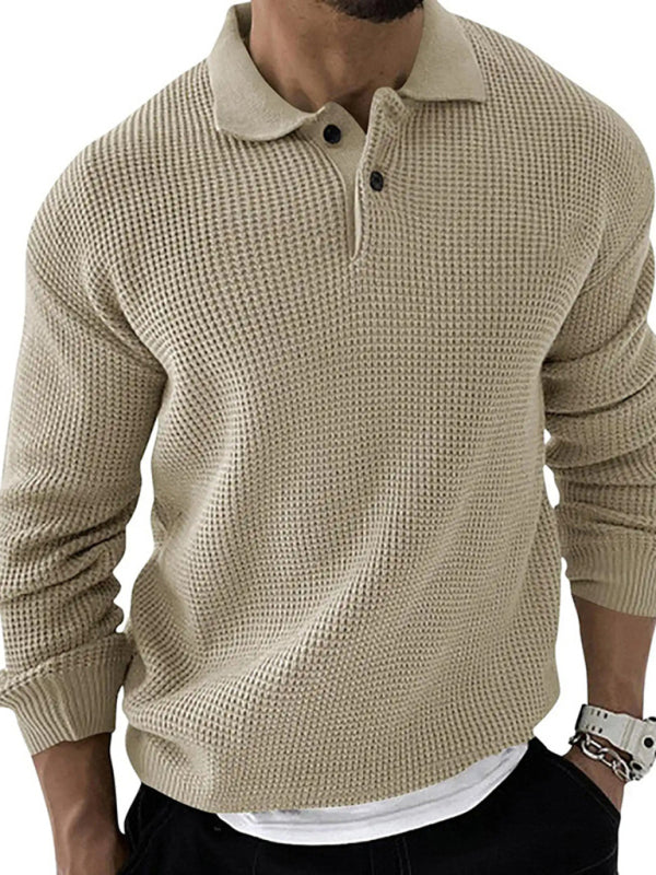 Lapel  Men's Fashion Urban Slim Long Sleeve Knitted Sweater
