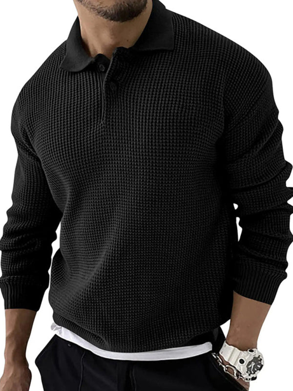 Lapel  Men's Fashion Urban Slim Long Sleeve Knitted Sweater