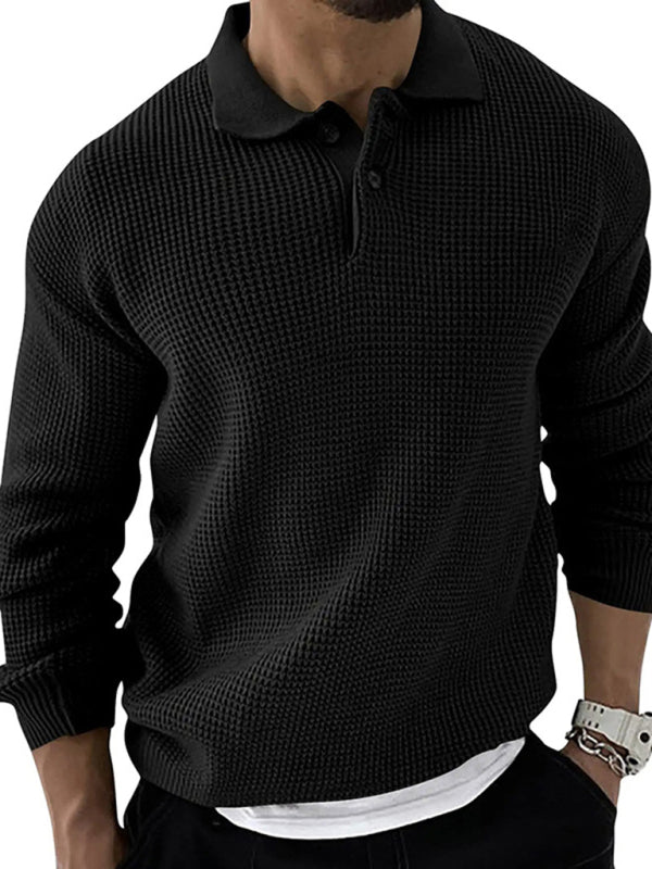 Lapel  Men's Fashion Urban Slim Long Sleeve Knitted Sweater