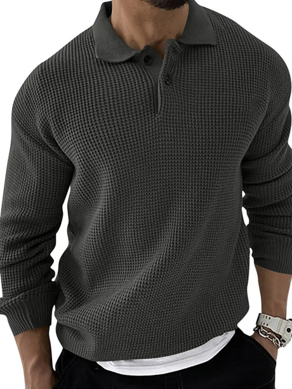 Lapel  Men's Fashion Urban Slim Long Sleeve Knitted Sweater