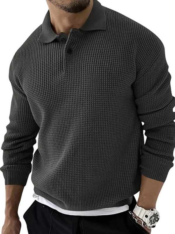 Lapel  Men's Fashion Urban Slim Long Sleeve Knitted Sweater