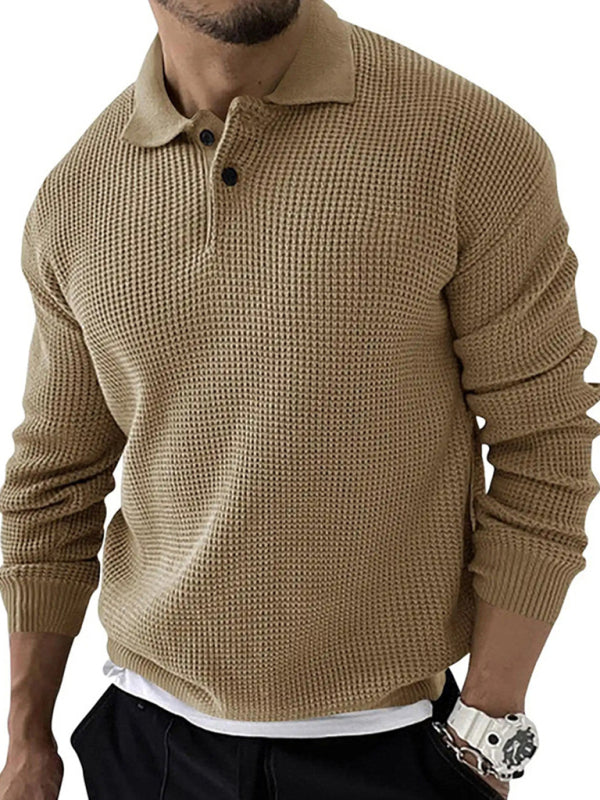 Lapel  Men's Fashion Urban Slim Long Sleeve Knitted Sweater