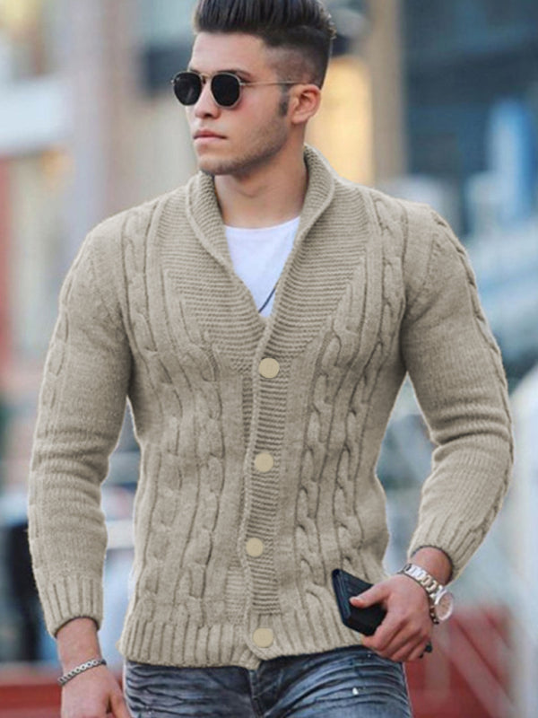 Sweater  Knitted Cardigan Solid Color Slim Men's Jacket