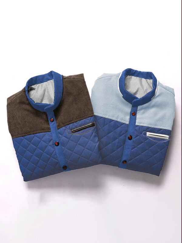 Side seam pocket thickened  blue casual  jacket