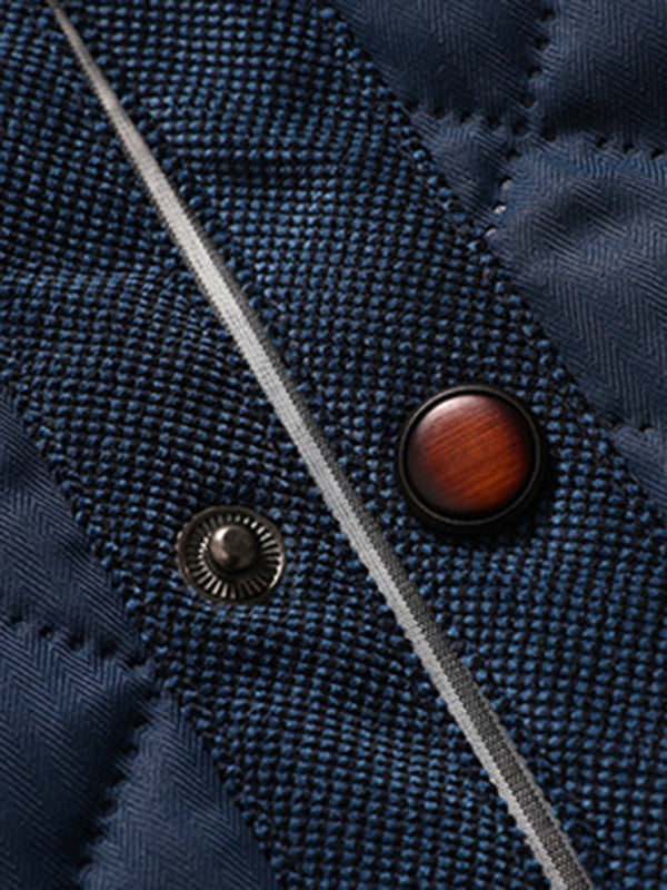 Side seam pocket thickened  blue casual  jacket