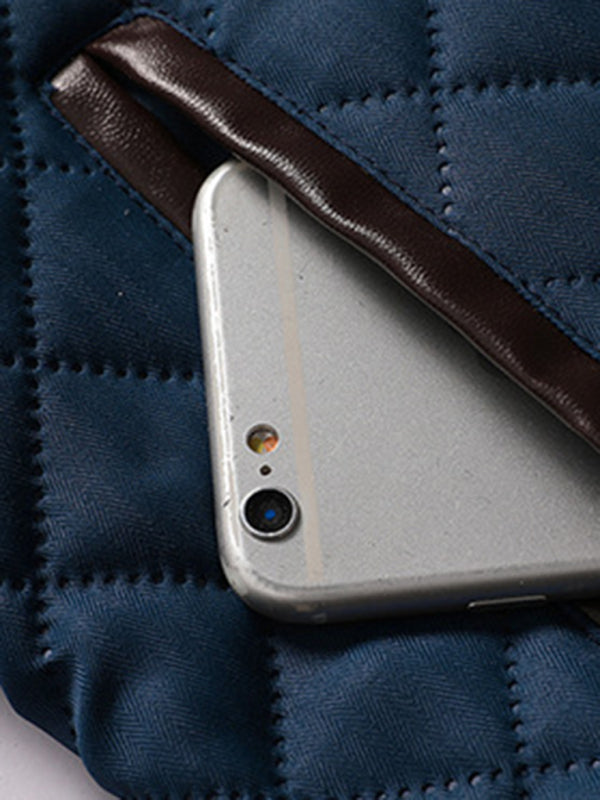 Side seam pocket thickened  blue casual  jacket