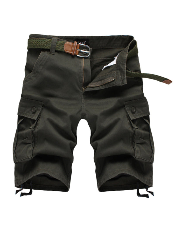 Straight Leg Cropped Men's Loose Casual Outdoor Sports Cargo Shorts (Without Belt)