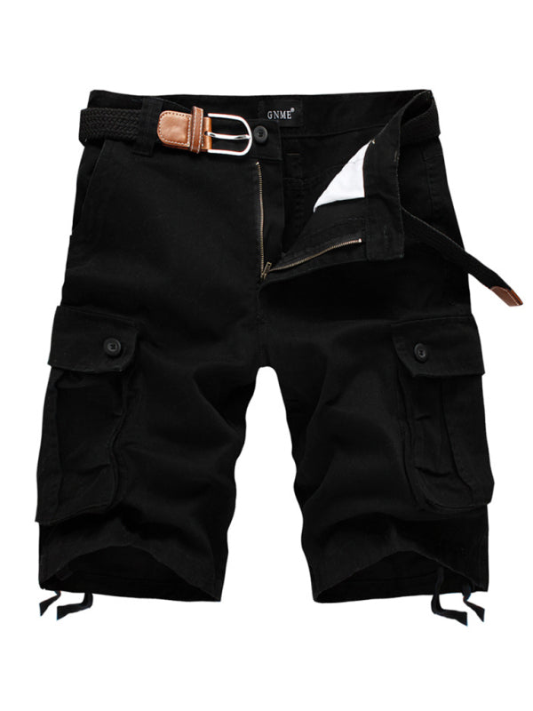 Straight Leg Cropped Men's Loose Casual Outdoor Sports Cargo Shorts (Without Belt)