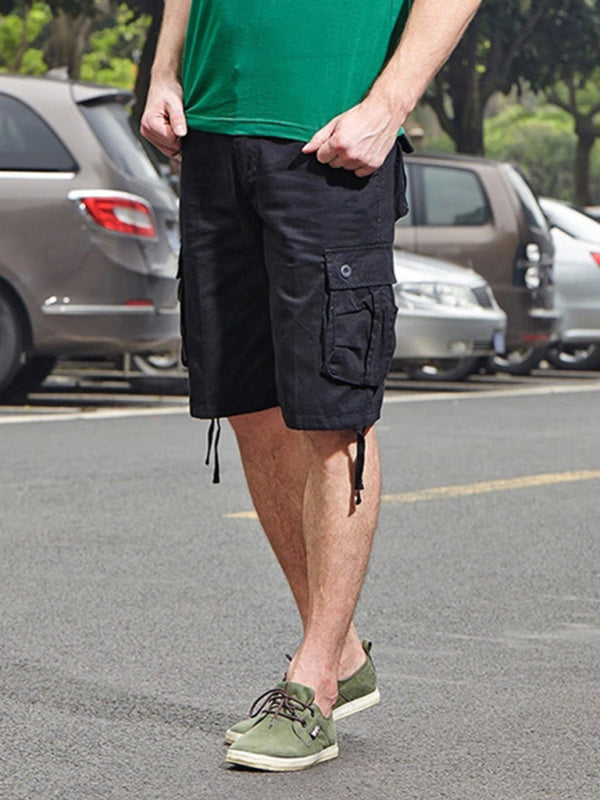 Straight Leg Cropped Men's Loose Casual Outdoor Sports Cargo Shorts (Without Belt)