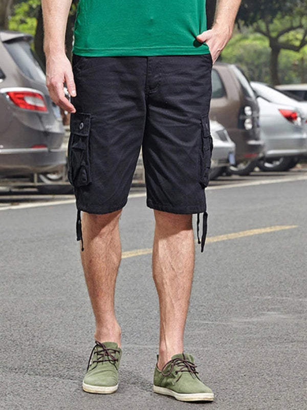 Straight Leg Cropped Men's Loose Casual Outdoor Sports Cargo Shorts (Without Belt)