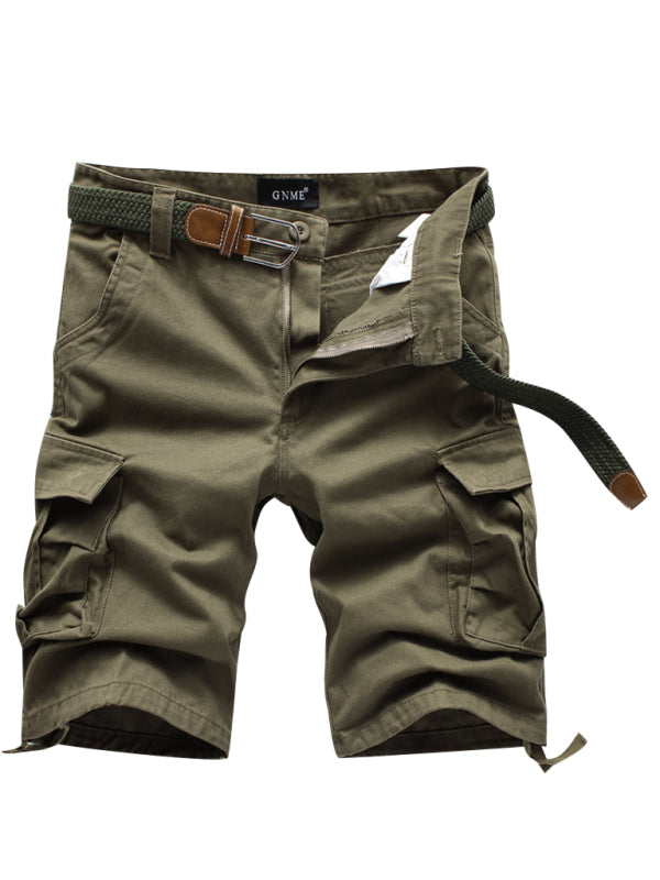 Straight Leg Cropped Men's Loose Casual Outdoor Sports Cargo Shorts (Without Belt)